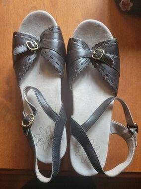 Sanita Comfort Black Women's Leather Mary Jane Sandals Size 10